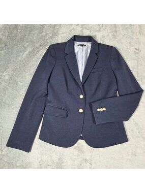 J Crew Original Schoolboy Blazer Womens 2 Navy Preppy Gold Buttons Career Jacket
